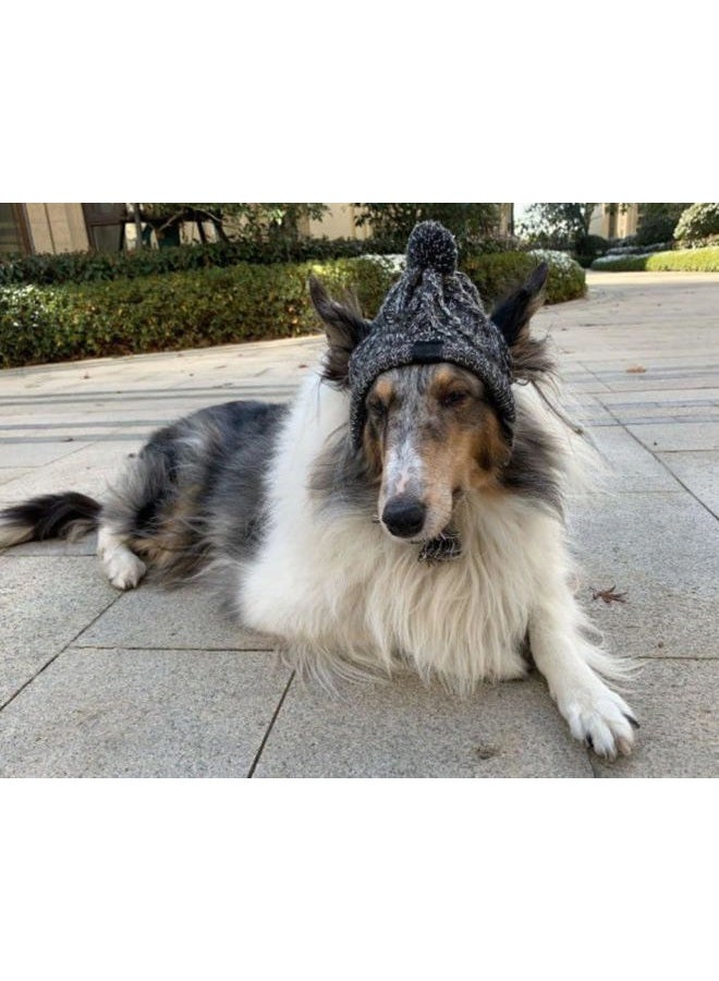 AMOJA Polar Pom Pom Hat, Warm Pet Dog Knitted Hat,Pet Dog Winter Knitted Hat, Hats for Small Dogs, Winter Dog Hat with Ear Holes and Long Tassel (Grey, Large) - Image 2