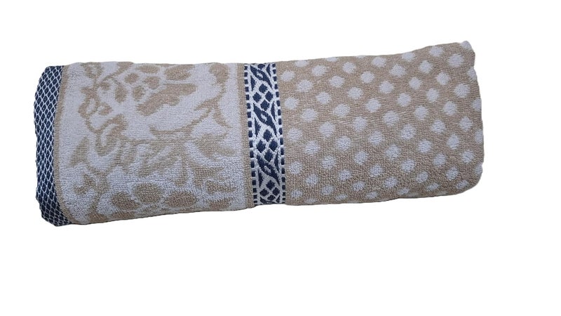 ILRASA Turkish Cotton Bath Towel 30 x 60 cm Dot Pattern Soft Super Absorbent Large Towel for Daily Use 1 Beige - Image 3