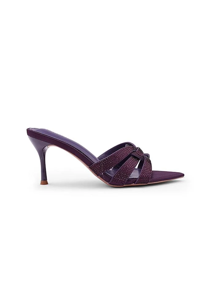أيقون Night Purple  Heel slipper decorated with sparkling rhinestone accents.