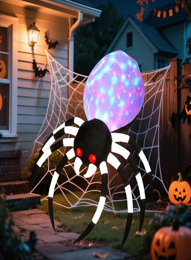 Prsildan Halloween Inflatable 6 Ft Spider with Magic LED Lights and Red Glowing Eyes, Holiday Blow up Decorations for Indoor Outdoor Garden Yard Lawn (White) - Image 4