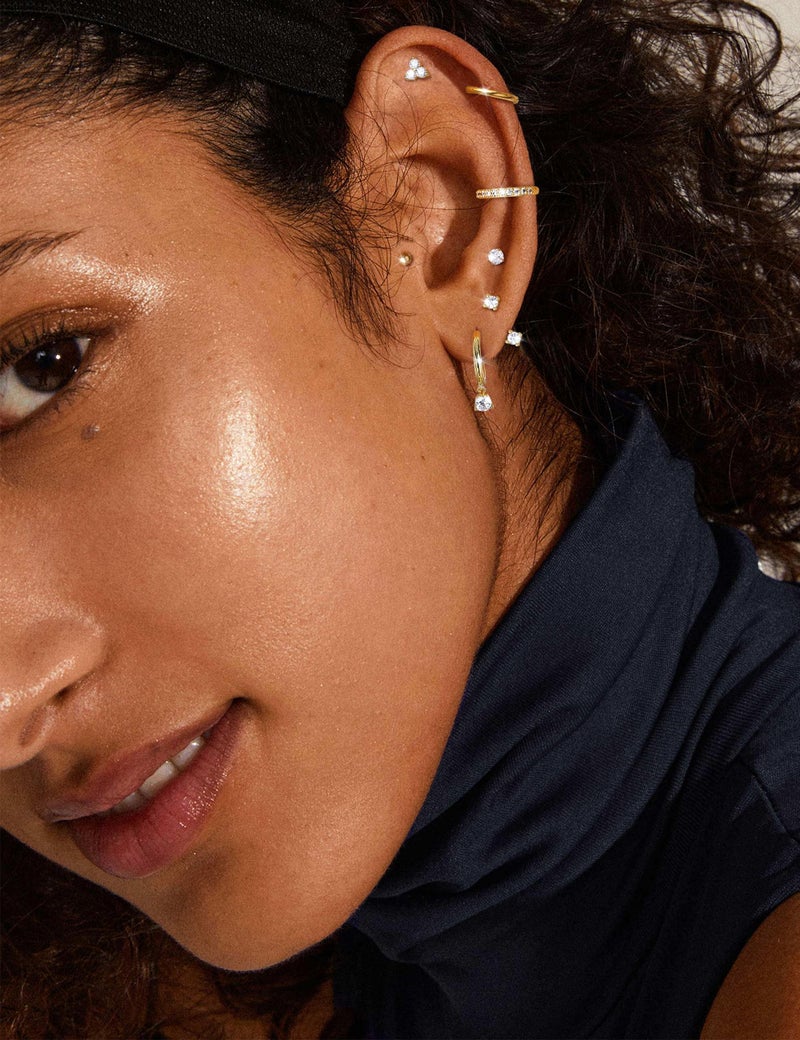 Jstyle Hypoallergenic 14K Gold Plated Stud Hoop Earrings for Women - Surgical Stainless Steel Earrings Trendy Small Stud Earring Stacks Huggie Hoops Cartilage Earring Set for Multiple Piercing Jewelry - Image 4