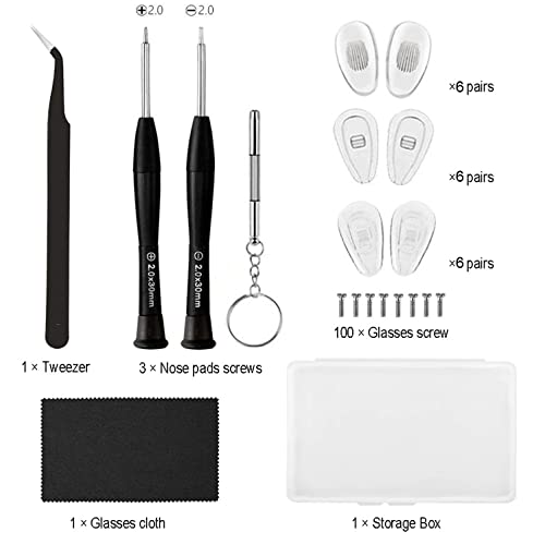 Aobvrey 18 Pairs Eyeglass Nose Pads, Eyeglasses Repair Kit with Screwdrivers, Nose Pads, Screws, Tweezer, Cleaning Cloth for Glasses, Glasses and Sunglass Nose Pad Replacement - Image 2