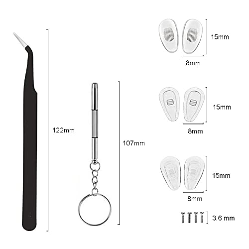 Aobvrey 18 Pairs Eyeglass Nose Pads, Eyeglasses Repair Kit with Screwdrivers, Nose Pads, Screws, Tweezer, Cleaning Cloth for Glasses, Glasses and Sunglass Nose Pad Replacement - Image 3