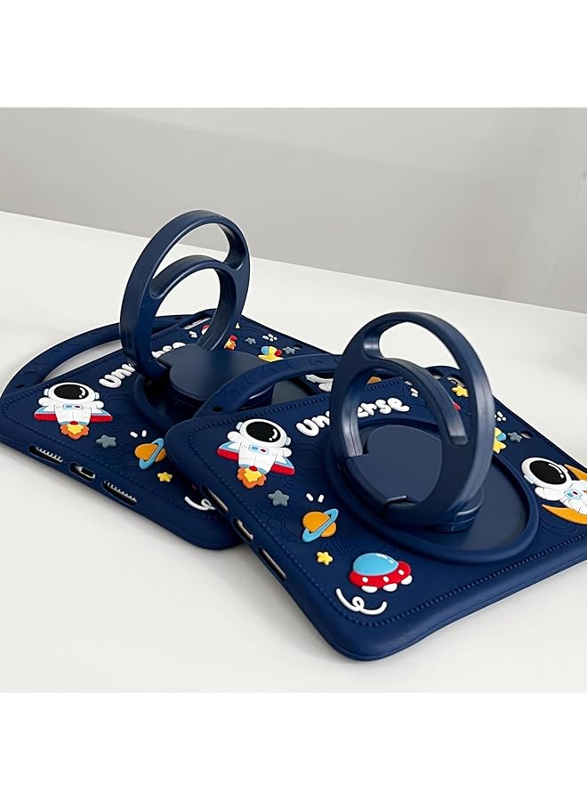 إيروريكس حافظة تابلت لجهاز Honor Pad 9 مقاس 12.1 بوصة 2024 للأطفال حافظة Honor Pad 9 مع مقبض دوار 360 درجة وحزام كتف وغطاء سيليكون مقاوم للصدمات حافظة ثلاثية الأبعاد لطيفة باللون الأزرق - Image 5