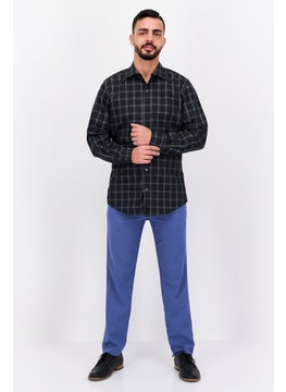 Van Heusen Men Regular Fit Long Sleeve Plaid Dress Shirt, Black  - Image 4