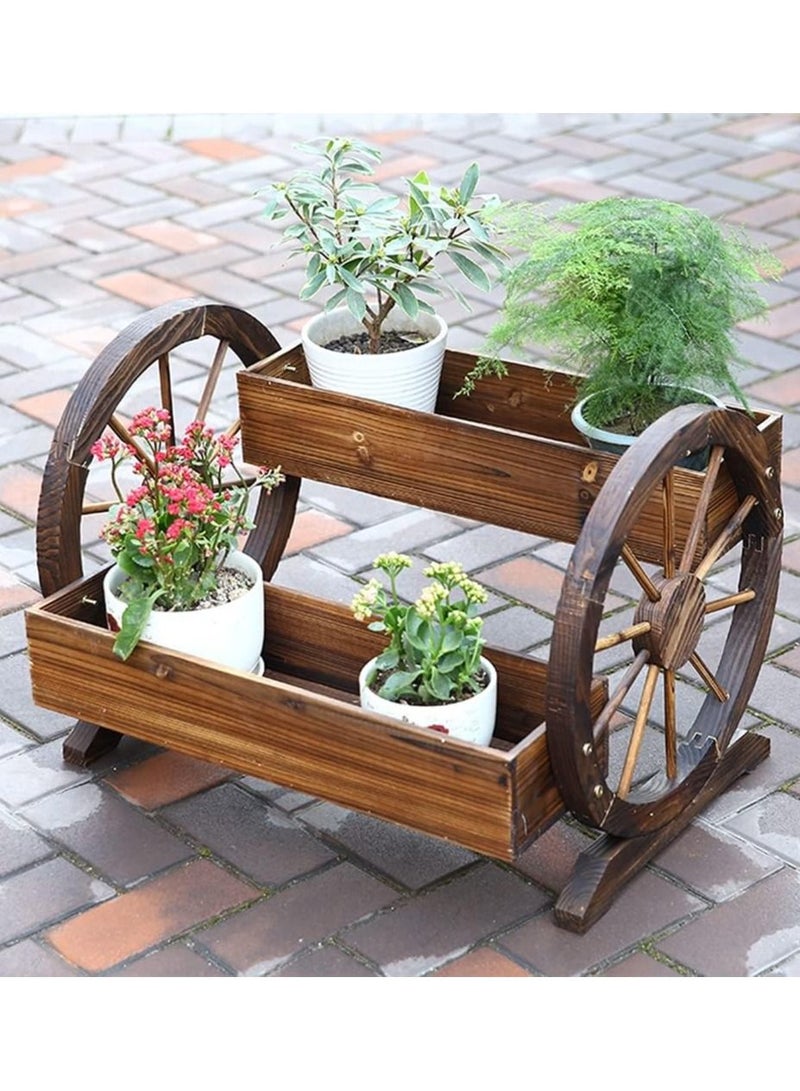 DubaiGallery Outdoor Planter Solid Wood Carbonized Planter Flower Pot Creative Car Style Flower Pot for Home Garden Balcony Patio Color Brown - Image 3