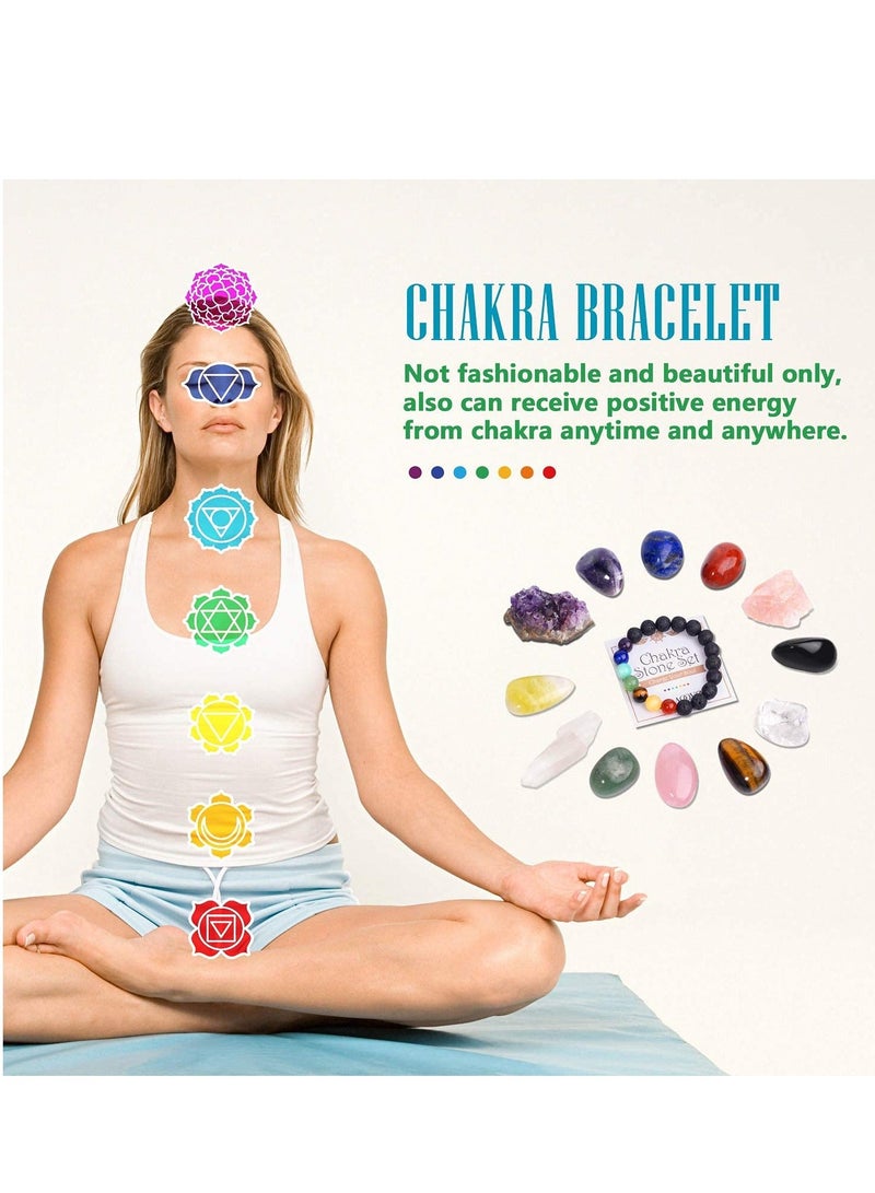 Large Crystals and Healing Stones, 13 PCS Premium Healing Crystals Kit, 7 Colorful Gemstones, 7 Chakra Therapy Starter Collection Including Rose Quartz, Citrine, Amethyst, Gift Box, Guide - Image 3