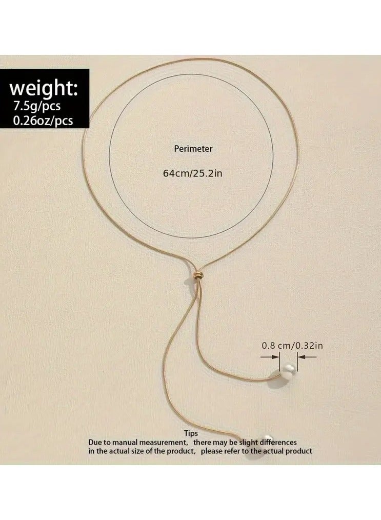 سحب طويل قابل للتعديل قلادة اللؤلؤ سبائك المجوهرات بوهيمية أنيقة نمط المرأة الشتاء سترة سلسلة - Image 2