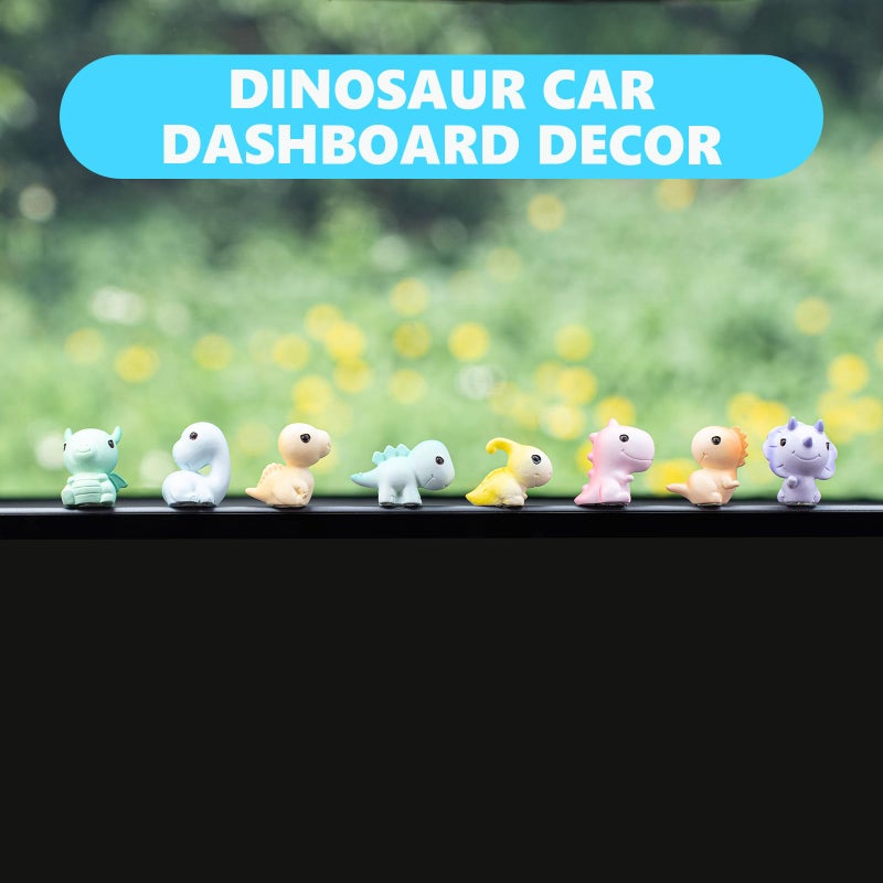 Rislobx Dinosaur Car Dashboard Decorations, 8PCS Cute Dinosaur Rearview Mirror Decor, Fun Car Interior Ornament Accessories - Image 4