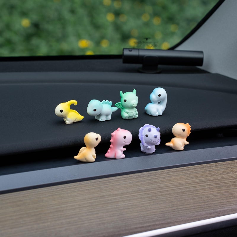 Rislobx Dinosaur Car Dashboard Decorations, 8PCS Cute Dinosaur Rearview Mirror Decor, Fun Car Interior Ornament Accessories - Image 1