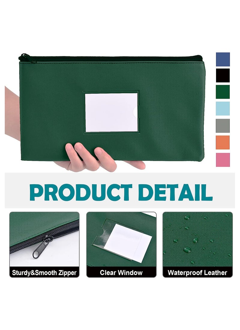 KASTWAVE Money Coin Checks Bag Pouch Organizer Receipt Holder Utility Wallet, Money Bag for Cash, Heavy Duty Leatherette Security Zipper Wallet with Zipper Clear Window, 4 Pcs  - Image 2