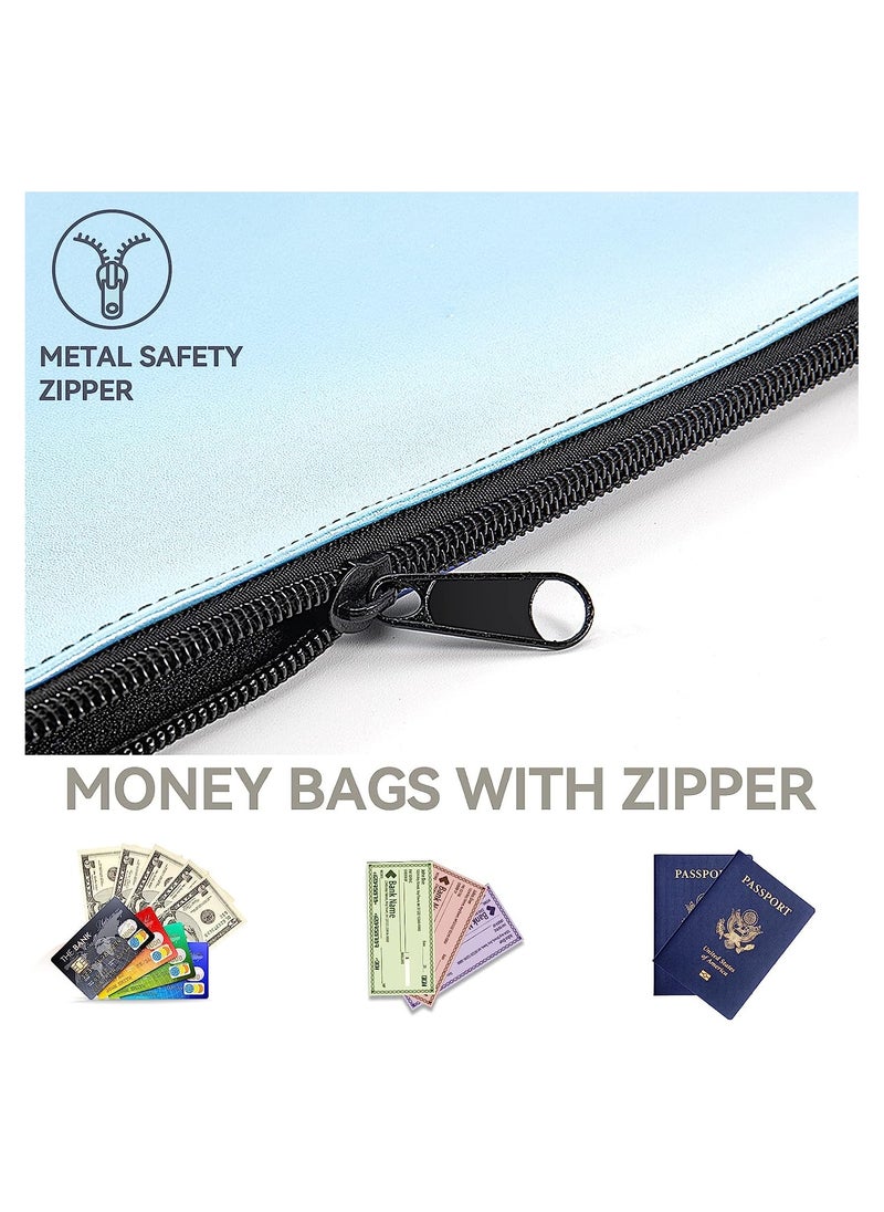 KASTWAVE Money Coin Checks Bag Pouch Organizer Receipt Holder Utility Wallet, Money Bag for Cash, Heavy Duty Leatherette Security Zipper Wallet with Zipper Clear Window, 4 Pcs  - Image 3
