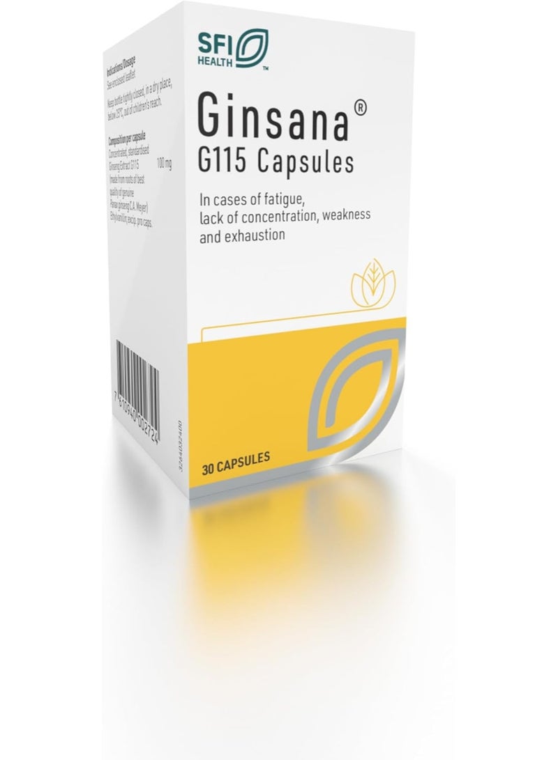 جنسانا كبسولات G115 (30 كبسولة) - دعم متطور لتخفيف التعب، وتحسين التركيز، والذاكرة، والأداء الذهني - Image 1
