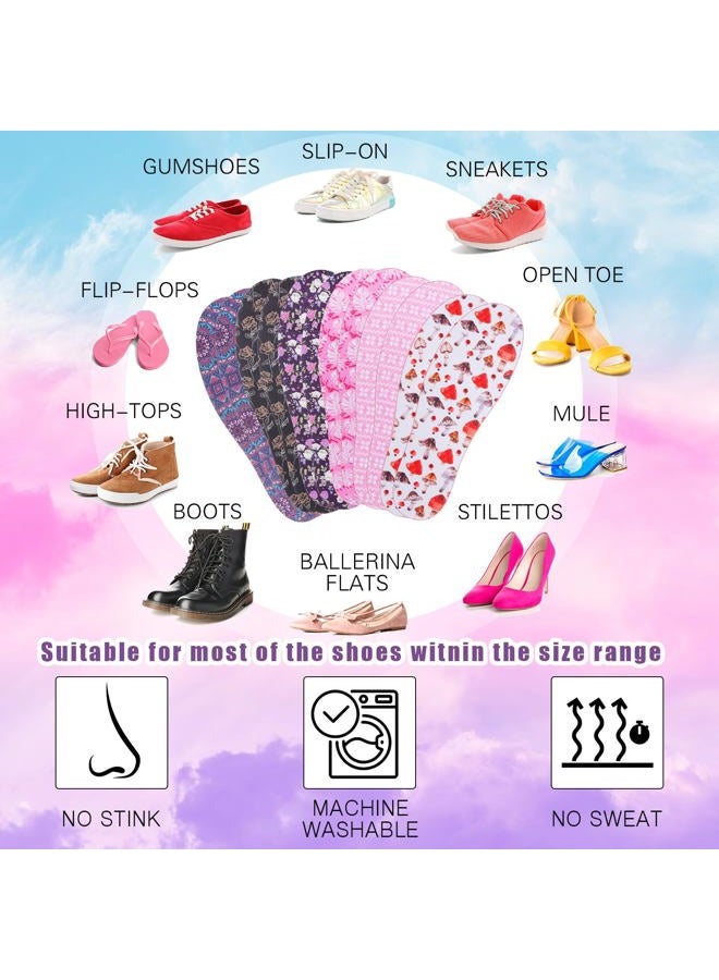 Velmitten 6 Pairs No Show Socks Sockless Shoe Liner Washable Barefoot Shoe Insoles No Slipping Inserts for Women Man(Soft Color,Bright Style) - Image 5