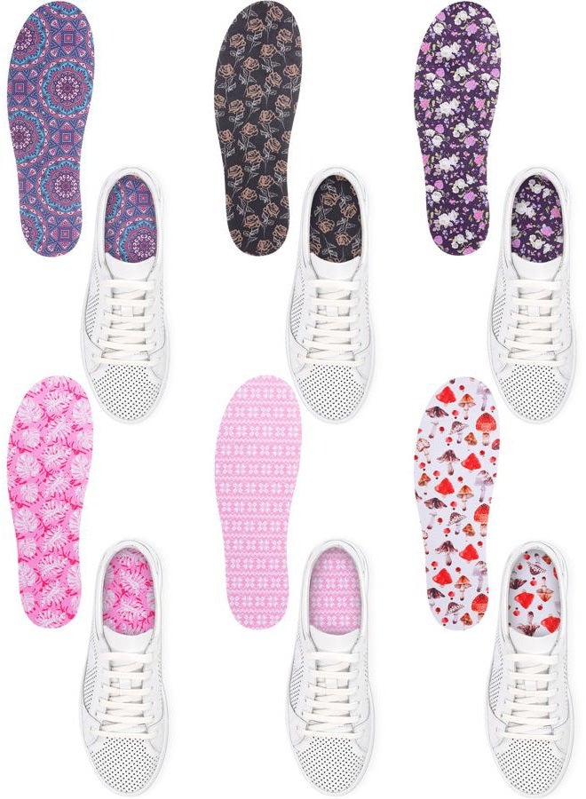 Velmitten 6 Pairs No Show Socks Sockless Shoe Liner Washable Barefoot Shoe Insoles No Slipping Inserts for Women Man(Soft Color,Bright Style) - Image 1