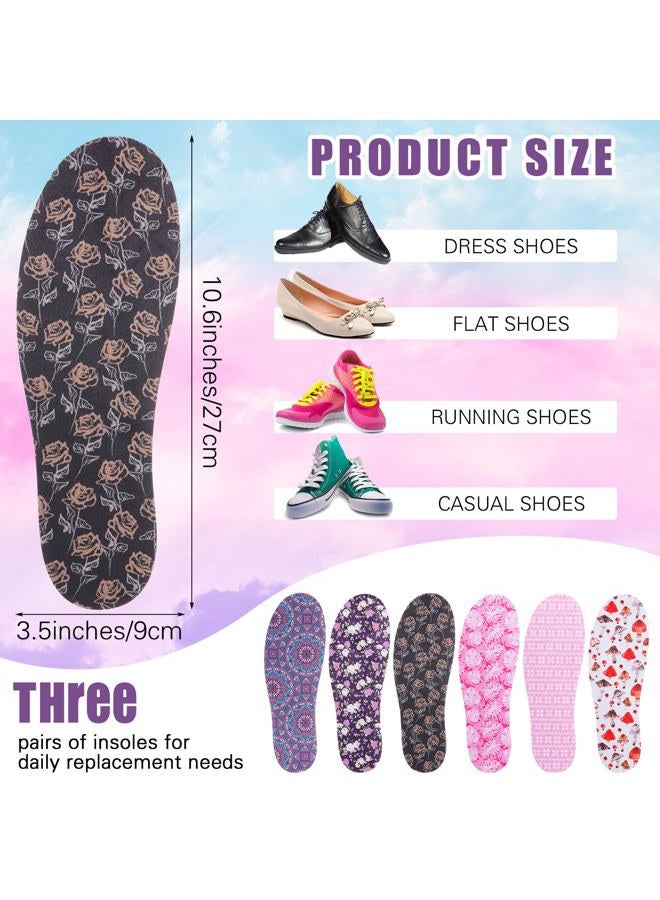 Velmitten 6 Pairs No Show Socks Sockless Shoe Liner Washable Barefoot Shoe Insoles No Slipping Inserts for Women Man(Soft Color,Bright Style) - Image 2