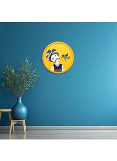 Talking Walls Talking Walls Rajasthani Traditional Turban Man Art HandCrafted Round MDF Wall Hanging 115 Inch Wall Decor Plate for Gifting Home Decoration Pack of 1 Yellow  - Image 2