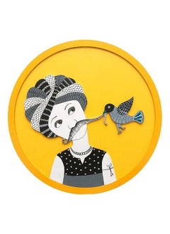 Talking Walls Talking Walls Rajasthani Traditional Turban Man Art HandCrafted Round MDF Wall Hanging 115 Inch Wall Decor Plate for Gifting Home Decoration Pack of 1 Yellow  - Image 1