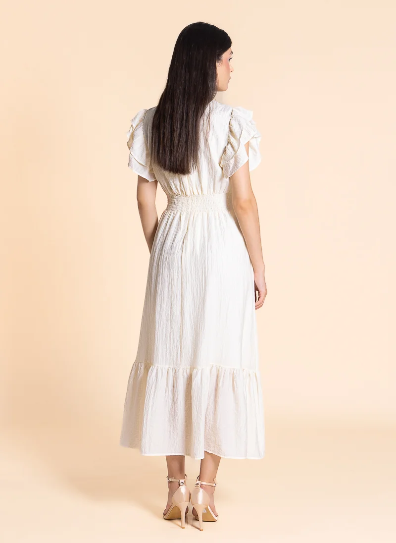 SHAPES Ruffled Sleeve Midi Dress