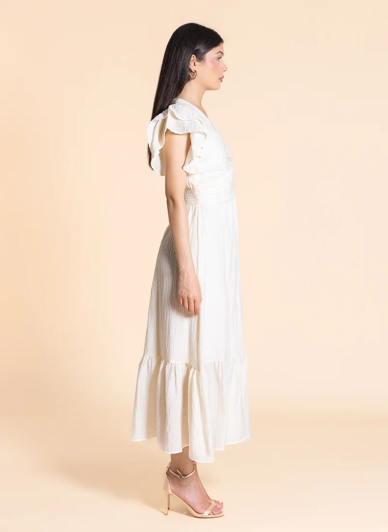 SHAPES Ruffled Sleeve Midi Dress