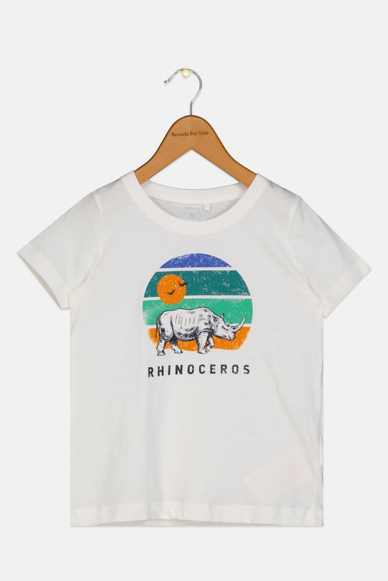 NAME IT Toddlers Boy Short Sleeve Graphic Print T-Shirt, White - Image 1