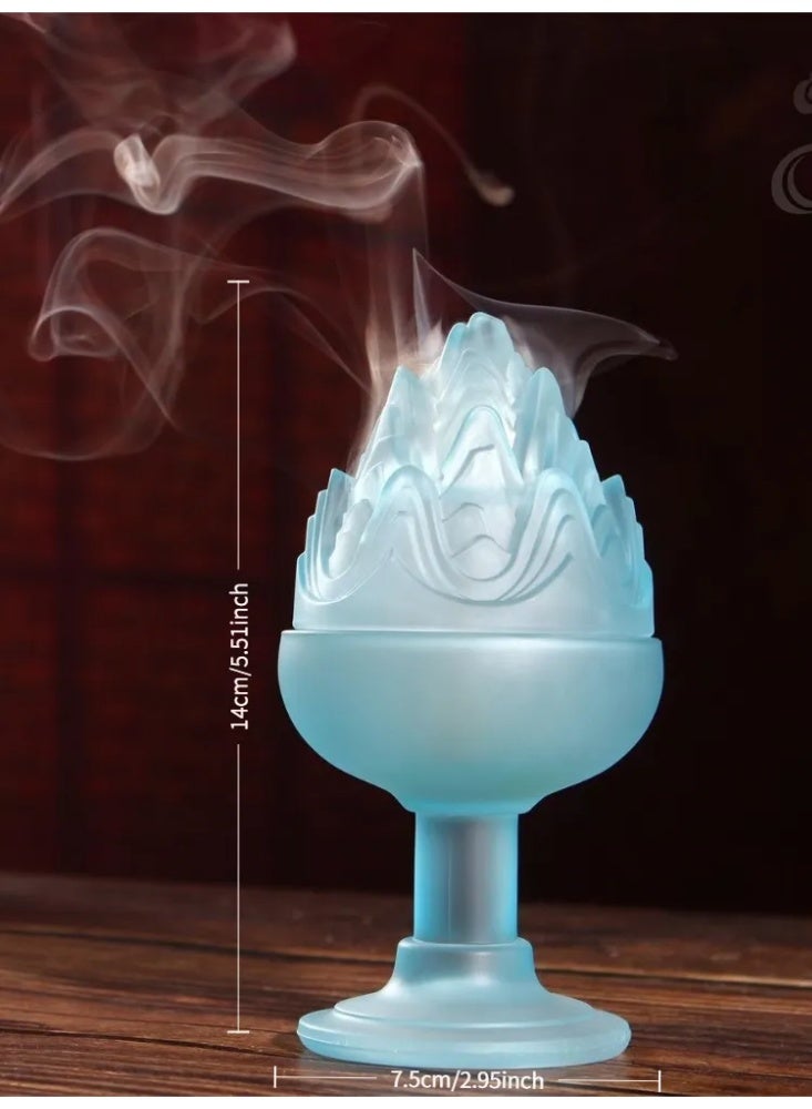 Liuli Glass Boshan Incense Burner, Traditional Mountain Design Censer for Bakhoor/Oud, Home & Festival Decor - Image 4