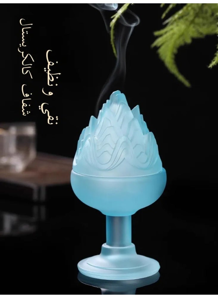 Liuli Glass Boshan Incense Burner, Traditional Mountain Design Censer for Bakhoor/Oud, Home & Festival Decor - Image 1