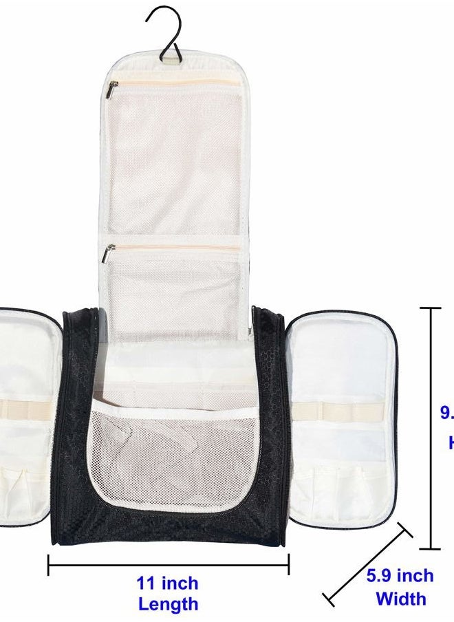 Freegrace - Hanging Toiletry Bag Extra Large Capacity | Premium Travel Organizer Bags For Men And Women | Durable Waterproof Nylon Bathroom, Shower, Makeup Bag For Toiletries, Cosmetics, Shampoo (Black) - Image 1