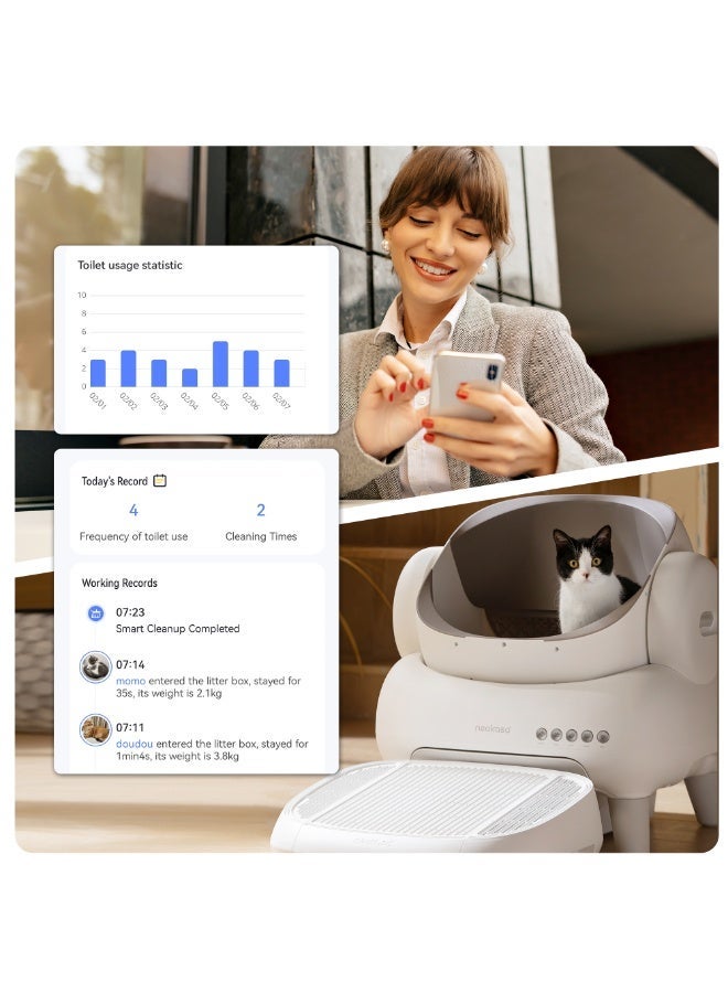 Neakasa M1 Open-Top Self-Cleaning Smart Cat Litter Box, Automatic Cat Litter Box With APP Control, Odor-Free Waste Disposal Bags (2 Rolls) & Litter Mat Included, Plus 2 Free Extra Rolls of Waste Bags - Image 5