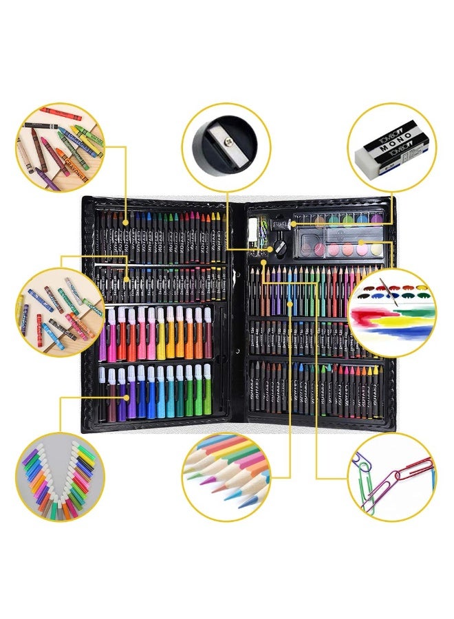 168 قطعة مجموعة الرسم والتلوين، صندوق للأطفال، أقلام ملونة، أقلام شمع، باستيل زيتي، كعكة ألوان مائية، أقلام HB - Image 2