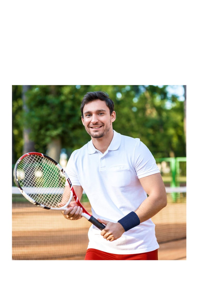 SOLARAE 6 Pack Wrist Sweatbands Sports Wristbands for Football Basketball, Running Athletic Sports Navy - Image 3