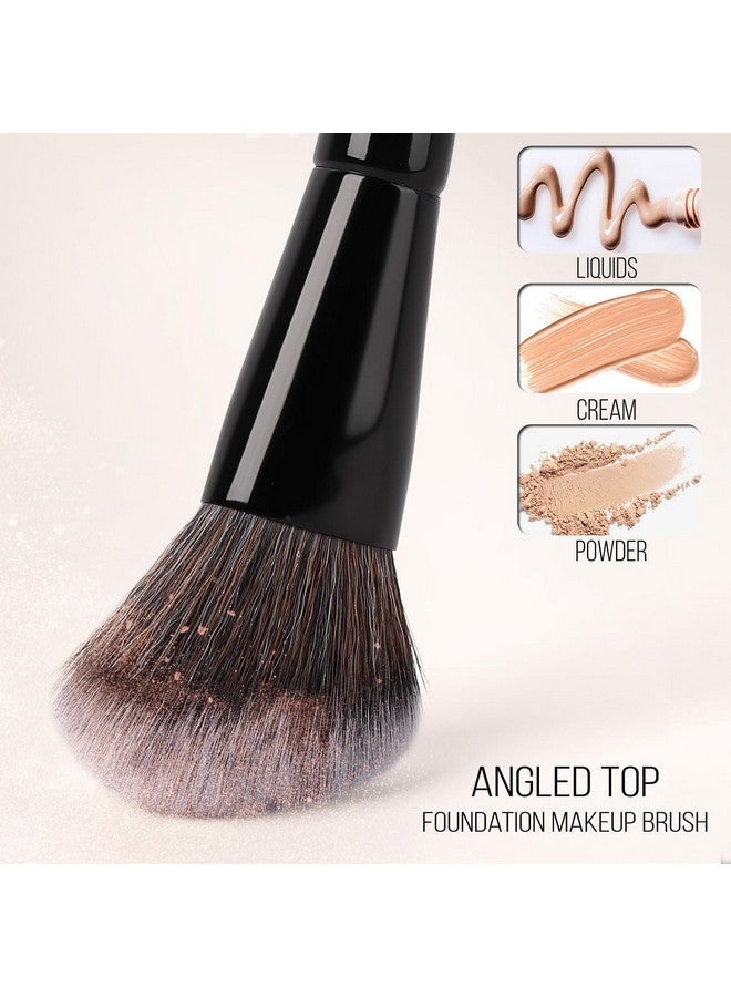 KingMas Foundation Makeup Brush, Double-Ended Angled/Round Top Contour Makeup Brush For Beauty Blending Liquid Powder, Concealer Cream Cosmetics Blush Brush (Black) - Image 3