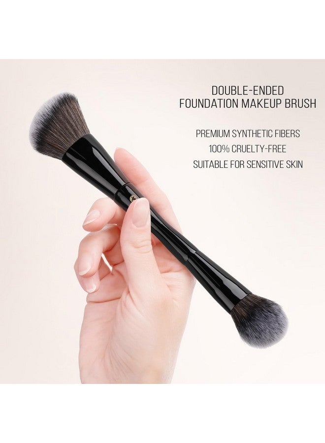 KingMas Foundation Makeup Brush, Double-Ended Angled/Round Top Contour Makeup Brush For Beauty Blending Liquid Powder, Concealer Cream Cosmetics Blush Brush (Black) - Image 2
