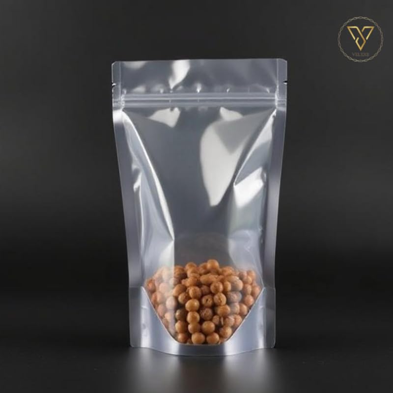 VELEXE Transparent Stand-Up Ziplock Storage Pouches | 150mm*100mm | 50 Grams | Pack of 10 | Air-Tight, Resealable, Leakproof Storage Pouches with Self Sealing Technology - Image 5