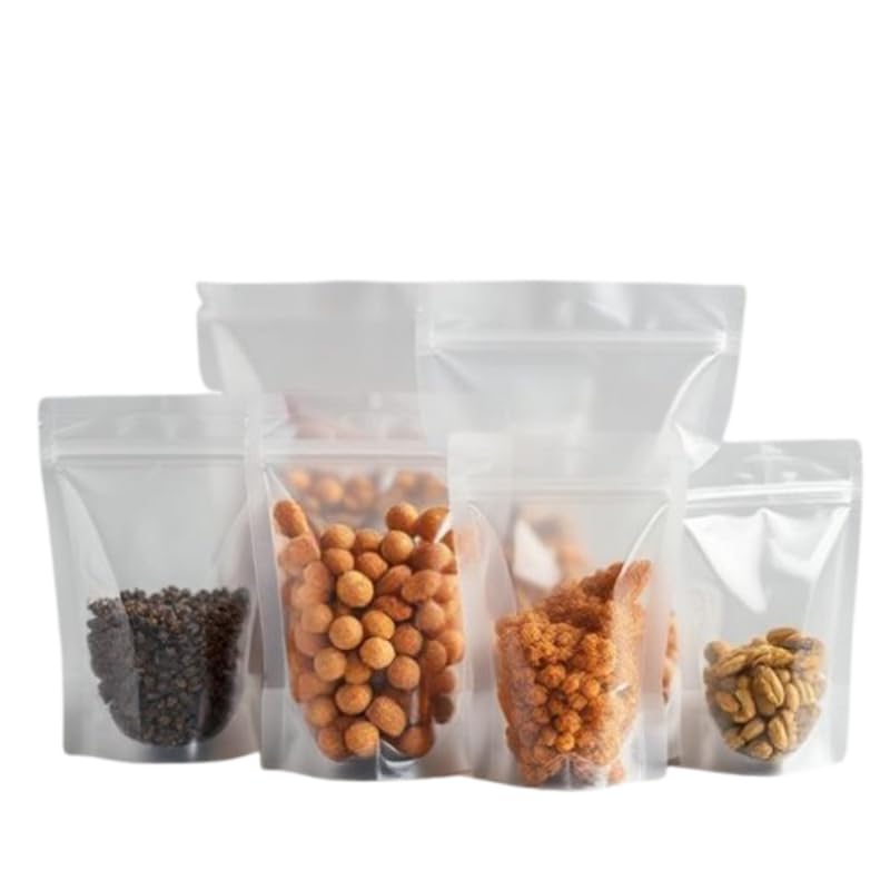 VELEXE Transparent Stand-Up Ziplock Storage Pouches | 150mm*100mm | 50 Grams | Pack of 10 | Air-Tight, Resealable, Leakproof Storage Pouches with Self Sealing Technology - Image 1