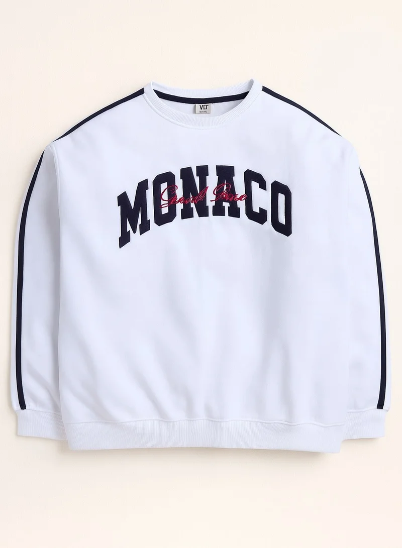 victor and jane “Monaco” Ladies' Varsity Sweatshirt – Off-White | 100% Cotton Fleece |