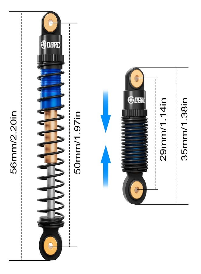 OGUNKE OGRC 51mm Shock Absorber Long Travel Threaded Double Barrel Damper for Axial SCX24 1/24 Upgrade Parts (Blue) - Image 5