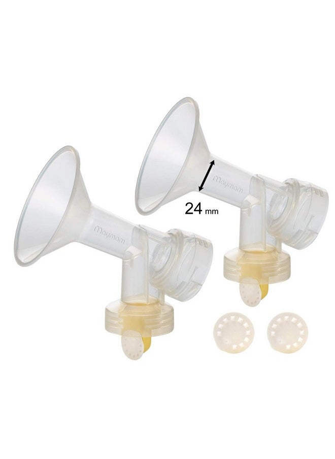 Maymom 2X Onepiece Breastshields Valves Membranes Compatible With Medela Pump Parts Pump In Style Lactina Symphony Swing; 24 Mm Standard Breastshields; Made By Maymom  - Image 1
