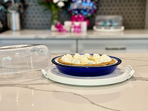 Top Shelf Elements Pie, Cheesecake Carrier for up to 10 in x 4 1/2 in cake. Two Sided Fashionable Stand Doubles as Five Section Serving Tray Perfect Taker Caddie for Travel (White) - Image 2