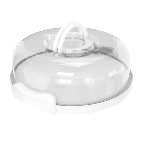 Top Shelf Elements Pie, Cheesecake Carrier for up to 10 in x 4 1/2 in cake. Two Sided Fashionable Stand Doubles as Five Section Serving Tray Perfect Taker Caddie for Travel (White) - Image 1