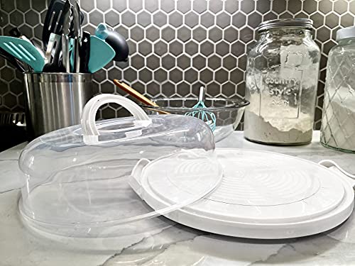 Top Shelf Elements Pie, Cheesecake Carrier for up to 10 in x 4 1/2 in cake. Two Sided Fashionable Stand Doubles as Five Section Serving Tray Perfect Taker Caddie for Travel (White) - Image 5