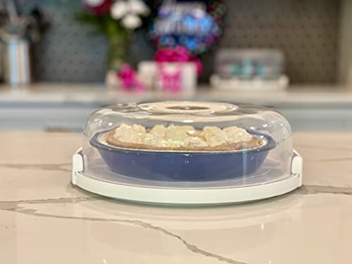 Top Shelf Elements Pie, Cheesecake Carrier for up to 10 in x 4 1/2 in cake. Two Sided Fashionable Stand Doubles as Five Section Serving Tray Perfect Taker Caddie for Travel (White) - Image 3