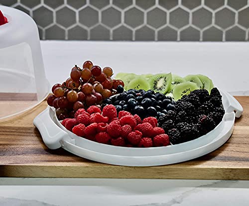 Top Shelf Elements Pie, Cheesecake Carrier for up to 10 in x 4 1/2 in cake. Two Sided Fashionable Stand Doubles as Five Section Serving Tray Perfect Taker Caddie for Travel (White) - Image 4