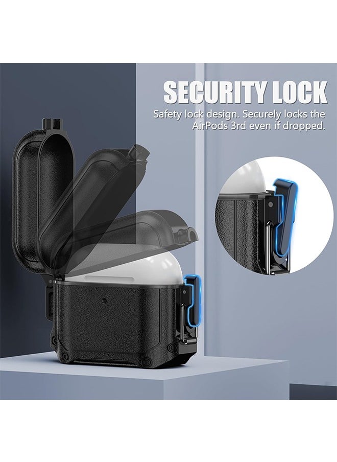 Ant - Case for AirPods 3, Waterproof AirPods 3rd Generation Case Cover with Lock, Airpods 3 Case Cover with Carabiner, Airpods 3 Generation Protective Case Gen 3 Shockproof Cover for AirPods 3 2021 (Black) - Image 1