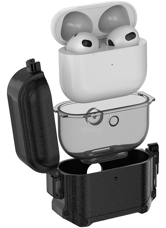 Ant - Case for AirPods 3, Waterproof AirPods 3rd Generation Case Cover with Lock, Airpods 3 Case Cover with Carabiner, Airpods 3 Generation Protective Case Gen 3 Shockproof Cover for AirPods 3 2021 (Black) - Image 1