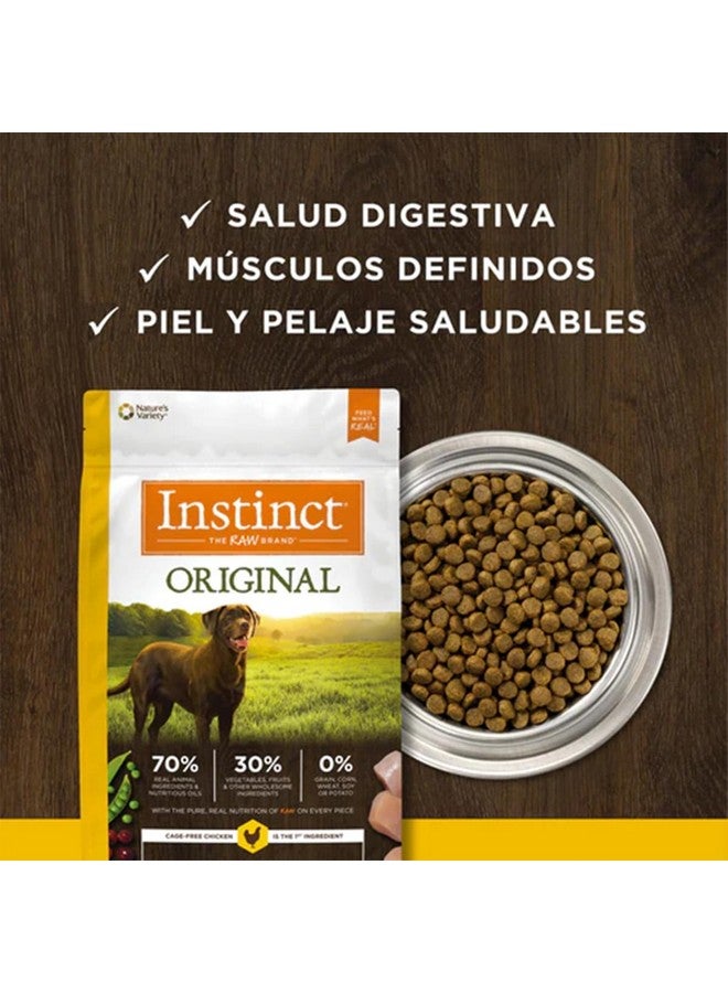 غريزة طعام الكلاب الجاف الأصلي من إنستينكت، قطع نيئة مغلفة، غني بالبروتين، وصفة خالية من الحبوب - دجاج، كيس 4 أرطال - Image 3