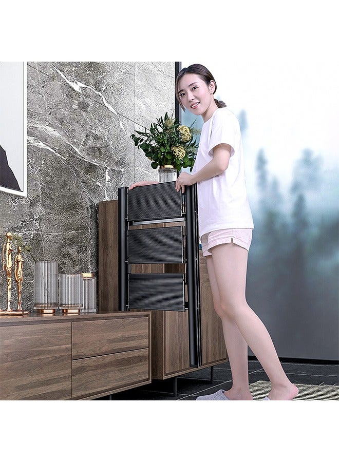 OASIS DESERT Simple Ladder Collapsible Indoor Climbing Ladder Light Small Fresh Flower Frame Staircase 3 Floors (Black) - Image 3