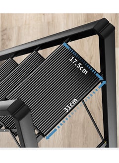 OASIS DESERT Simple Ladder Collapsible Indoor Climbing Ladder Light Small Fresh Flower Frame Staircase 3 Floors (Black)  - Image 4