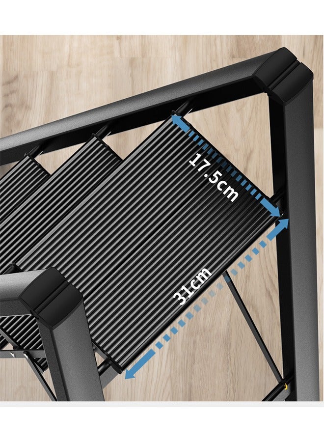 OASIS DESERT Simple Ladder Collapsible Indoor Climbing Ladder Light Small Fresh Flower Frame Staircase 3 Floors (Black) - Image 4