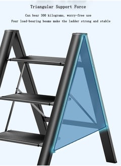OASIS DESERT Simple Ladder Collapsible Indoor Climbing Ladder Light Small Fresh Flower Frame Staircase 3 Floors (Black)  - Image 5